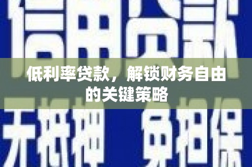 高邑低利率贷款，解锁财务自由的关键策略