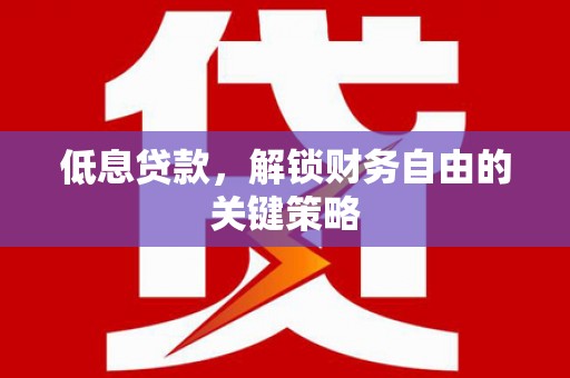 高邑低息贷款，解锁财务自由的关键策略