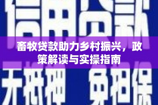 高邑畜牧贷款助力乡村振兴，政策解读与实操指南